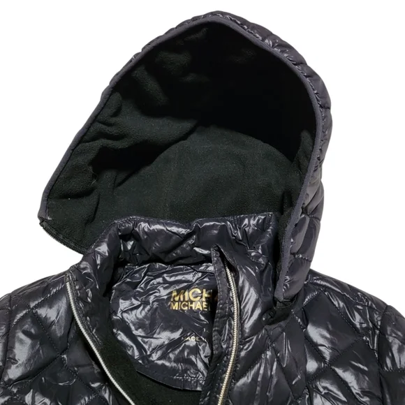 MICHAEL MICHAEL KORS Girls Black & Leopard Print Down Jacket
